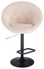 LuxuryForm DESIGN Barová stolička VERA VELUR na čiernom tanieri - krémová