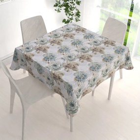 Biante Dekoračný štvorcový obrus PML-052 Tyrkysové kvety s orientálnymi kruhmi 120x120 cm
