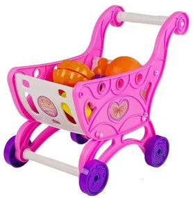 LEAN TOYS Nákupný vozík s pokladňou + príslušenstvo - ružový