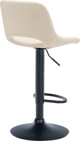 Barová stolička Camden - koženka, čierny rám - Krémová