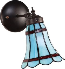 Modrá nástenná Tiffany lampa červené pruhy RedLine - 17*12*23 cm E14/max 1*40W