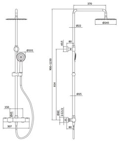 Cersanit S951-340 - Sprchová sada CITY s termostatickou baterií, lesklý chrom