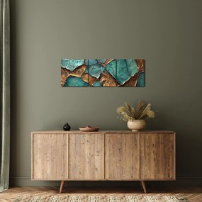 Obraz - Zeleno-zlatá maľba (s hodinami) (90x30 cm)