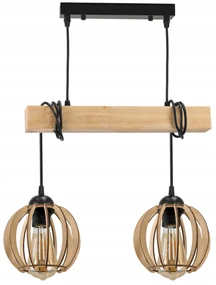 BERGE Závesné stropné svietidlo LED drevený trám 2xE27 Wooden Ball Luster