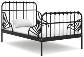 Rozšíriteľný posteľný rám čierny kovový 80x130/200 cm