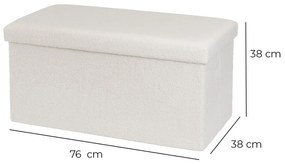 Biely taburet z textílie buklé Ecru – Casa Selección