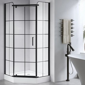 BPS-koupelny Päťuholníkový sprchovací kút BS06A 80x80 čierna/transparent - bez vaničky