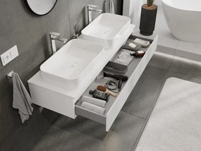 Mexen Rivel, kúpeľňová skrinka pod umývadlo 140 cm, 1 zásuvka, drážkovaná, biela matná, 91A20-14023-1-BF01