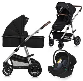 Lionelo - Kombinovaný kočík 3 v 1 AMBER čierno-strieborný