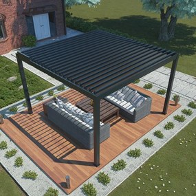 Hliníková bioklimatická pergola s el. lamelami 3 x 4 M + LED osvetlenie