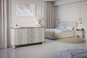 Komoda Vespera 160 cm so zásuvkami - kašmírová / orech / čierna / kašmírové nohy