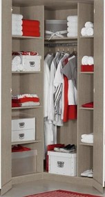 Rohová šatníková skriňa Bremen, dub sonoma/biela