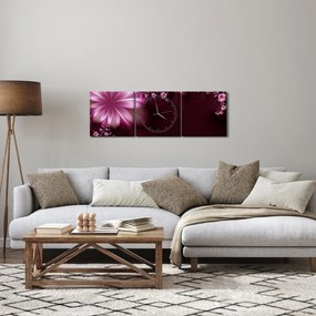 Obraz abstrakcie - kvety (s hodinami) (90x30 cm)