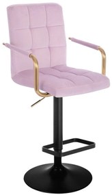 LuxuryForm DESIGN Barová stolička VERONA GOLD VELUR na čiernom tanieri - levanduľa