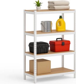 Regál 150x70x30 cm lakovaný 4-policový, nosnosť 700 kg - biely