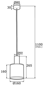 Argon 4248 - Luster na lanku HERMAN 1xE27/15W/230V mosadz/čierna