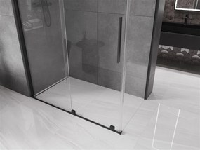 Mexen Velar, sprchový kút s posuvnými dverami 150(dvere) x 75(stena) cm, 8mm číre sklo, čierna matná, 871-150-075-01-70