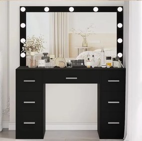 Toaletný stolík Hollywood STAR čierny s LED osvetlením