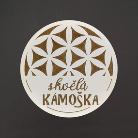 AMADEA Drevený podtácok okrúhly text "skvelá kamoška", priemer 10,5 cm, český výrobok