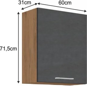 Horná kuchynská skrinka Vega 60 G-72 1F - dub lancelot / sivá matná