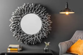 Zrkadlo 38796 Ø80cm Drevo Teak Šedé  - Komfort-nábytok