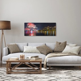 Obraz ohňostroja v Singapure (120x50 cm)