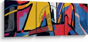 Obraz - Abstrakcia mužov (s hodinami) (90x30 cm)
