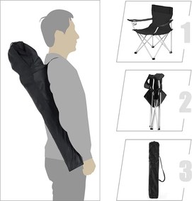 Kempingové stoličky ROVER, set 2ks, čierna SongmicsHome