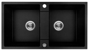Kuchinox Rab, 2-komorový granitový drez 800x440x186 mm, čierna škvrnitá, LAV-SBF_720Y