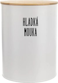 Orion 2. akosť - Dóza na potraviny, plechová, biela, s bambusovým viečkom - 2,3l