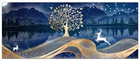Obraz jeleňov pri splne (120x50 cm)
