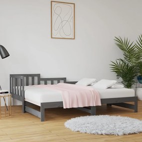 Rozkladacia denná posteľ sivá 2x(90x200) cm borovicový masív