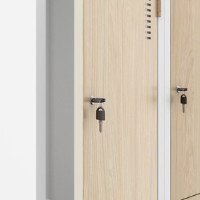 Kovová skriňa JULIA, 800 x 1850 x 450 mm, Eco Design: biela/dub sonoma