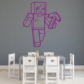 Veselá Stena Samolepka na stenu na stenu Minecraft s kušou Farba: černá