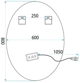 Tutumi Tutumi, LED zrkadlo 80x60cm YH-3352, HOM-01505