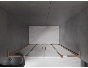 Mexen Velar L Duo, posuvné sprchové dvere do otvoru 160 cm, 8mm šedé sklo, medená matná, 871-160-003-42-65