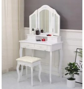 Sammer Retro toaletný stolík v bielej farbe s veľkým zrkadlom TL04