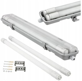 BERGE Hermetické svietidlo 120cm + 2x LED trubica neutrálna biela