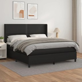 Boxspring posteľ s matracom čierna 160x200 cm umelá koža 3132447