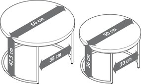 Súprava konferenčných stolíkov s doskou stola z polycementu