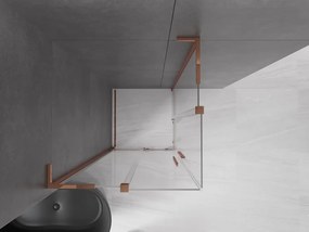 Mexen Velar L Duo, sprchový kút s posuvnými dverami 90 x 90 cm, 8mm číre sklo, ružové zlato, 871-090-090-02-03-60