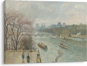 Obraz - Camille Pissarro, The Louvre, Afternoon, Rainy Weather, reprodukcia (70x50 cm)