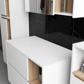 Kúpeľňová zostava VAMI s otvormi na umývadlo, biela / dub sonoma