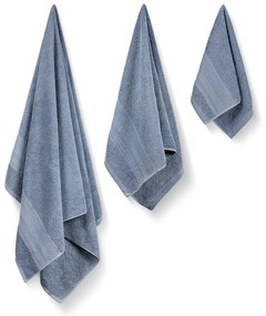 Modré froté bavlnené uteráky a osušky v súprave 3 ks Piramit – Foutastic