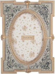 Béžovo-zlatý antik fotorámik zdobený kvetmi - 15*2*21 cm / 10*15 cm