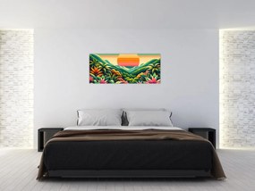 Obraz - Pestrofarebný západ slnka (120x50 cm)