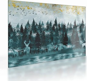 Sklenený obraz - Zvieratá v lese (70x50 cm)