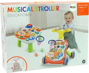 LEAN Toys Interaktívne odrážadlo a chodítko 2 v 1 – stolík, červené
