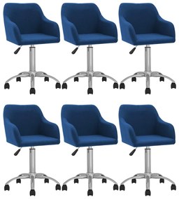 Otočné jedálenské stoličky 6 ks modré látkové