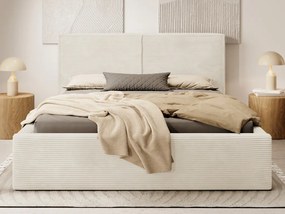 Posteľ Inez 180x200 cm, krémová štruktúrovaná látka